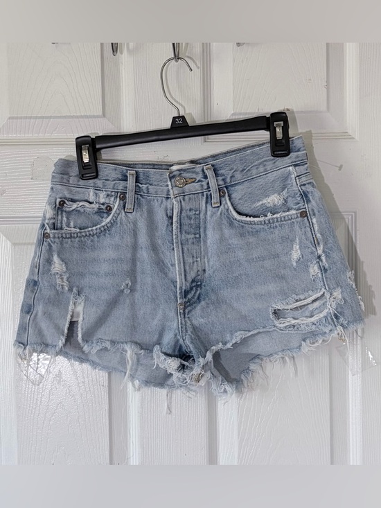 Agolde Pants - AGOLDE Light Wash Distressed Denim Womens Shorts SZ 26